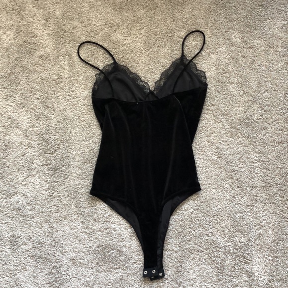 *SOLD* Black Velvet Thong Bodysuit - Picture 5 of 5